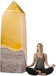 Crystal Tower | Natural Citrine Crystals Decor,Natural Wealth Stone Collectible Figurines, Energy Home Decor for Study Room Desk Divination