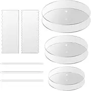 Binxind Acrylic Round Cake Disk Set,Acrylic Cake Discs Set,Comb Scrapers,Dowel Rods,Icing Acrylic Scraper Smoother