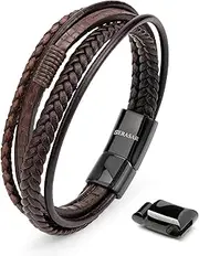 [SERASAR] | Premium Bracelet [Wild] for Men in Genuine Black & Brown Leather | Magnetic Stainless Steel Clasp | Jewellery Box Included | Great Gift Idea