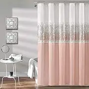 Lush Decor Night Sky Shower Curtain, 72" x 72", White & Blush