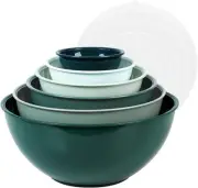 BoxedHome BPA Free Plastic Round Mixing Bowl with Lids, 12 Pack Nesting Green