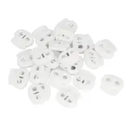 20 Pcs Dual Hole Cord Locks White for Clothing Backpack Rope Shoelaces
