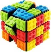 Speed Magic Cube 3x3 | Puzzle Brain Teaser Magic Cube with Base Cube Bricks | 2-in-1 Classic Toys for Kids Adults Boys Girls Gift Compatible with Lego,Black