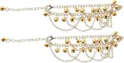 Totority 1 Pair Women Ankle Bracelets Cute Bell Chain Beach Anklet Bracelet Adjustable Size Anklet Jewelry Ankle Bracelet