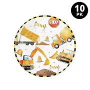 Construction Trucks Theme 7 inch 17cm Plates 10PK - Kids Birthday Party Tableware