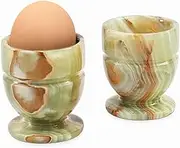 Radicaln Marble Egg Cups 2.5'' Inch Green Onyx Handmade Egg Holder For Soft Boiled Eggs Ideal Egg Cup Holder & Hard Boiled Eggs Cups Set Egg Holder Countertop