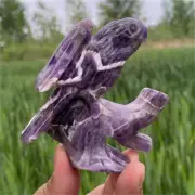 130g Hand carved natural Dream amethyst parrot reiki quartz crystal skull polish