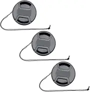 BTER UL 52mm Snap-on Lens Cap with Keeper for Sigma E-Mount 30mm F1.4 Lens for Sony Alpha a6500 a6400 a6300 a6000 a5100 a5000 Digital Camera,Center Pinch Lens Cap & Lens Cover Strap Leash -3 Pack