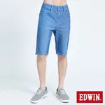 EDWIN 加大碼迦績EJ3透氣寬鬆牛仔短褲(拔淺藍)-男款