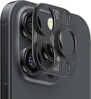 KISMER [2 PACK for iPhone 16 Pro/iPhone 16 Pro Max Camera Lens Protector with parameter, [Drop Protection] 9H Tempered Glass Camera Cover Screen Metal Case Friendly - Black