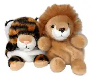 Set of 2 LENO LION & INDY TIGER Palm Pals 5" Stuffed Animal Plush, Aurora