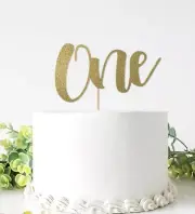 One Cake Topper for First Birthday, Smash Cake. Double Sided Gold Cardstock