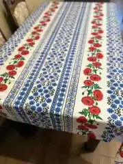 Linen tablecloth with Ukrainian ornament natural fabric Linen 150х220 см