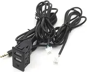 Fit for Toyota for VW Android Multimedia Player Car Dash Flush Mount 4 6 Pin Dual USB Switch Panel 3.5mm AUX RCA Interface Cable Adapter(Pink)