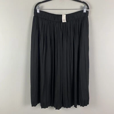 Gap Pleated Midi Skirt Size Large Black Pull On
