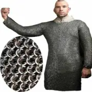 Medieval Chainmail Round Riveted & Flat Washer Chain mail Hauberk Reenactment XL
