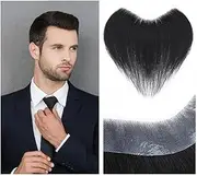Mens Wig Hair V-Shape Hairline Invisible Thin Skin Hair Patch Natural Hairline Human Hair Hairpiece for Men Mens Toupee(5x16cm)