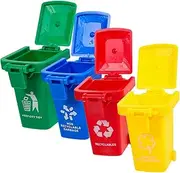 PHENOFICE Educational Aid for Boys and Girls 4pcs Miniature Red Flip-Sliding Garbage Bins Toys Teaching Material