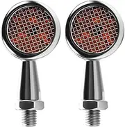 2Pcs Motorcycle 10Mm Retro Metal Mini LED Turn Signal Light with Grid Indicators Motorbike Amber Lamp Universal for Honda Cafe Racer