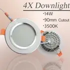 4X 90mm Cutout LED Downlight Warm White Corridor AU Plug Bedroom 14W Dimming
