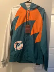 New Miami Dolphins Mens Size Small Mitchell & Ness Shark Tooth Jacket