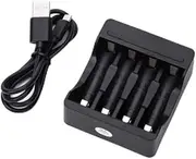 Fast Charger in Elegant Black for 4 AA/AAA Batteries, Efficient Charging to Keep Your Devices Ready, Ideal for Home or Office Use