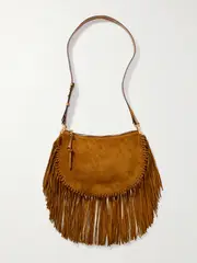 [Isabel Marant] Isabel Marant - Oskan Fringed Suede Shoulder Bag - Tan - One size One size Brown