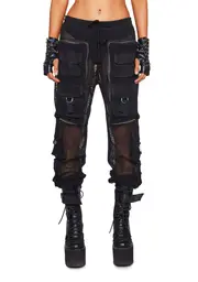[Club Exx] Complex Nights Fishnet Cargo Pants - Black