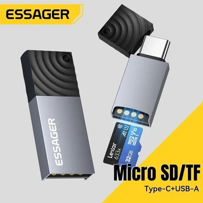 Essager 2in1 Card Reader Type-C & USB2.0 To Micro SD TF Memory Card Adapter