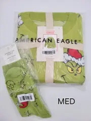 American Eagle AE x GRINCH Plush Pj Pajama/Socks 3PC Set MED