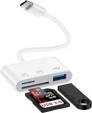 USB C SD Memory Card Reader for Samsung Galaxy S25 Ultra S24 S23 S22 S20 Plus A16 5G A15 USB 3.0 High Speed Type C Camera Micro TF Card Reader Adapter for iPhone 16e 16 Pro Max 15 iPad/Android Phone