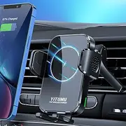 Wireless Car Charger Mount, YITUMU 15W Qi Fast Charging Car Phone Holder Air Vent Car Phone Holder Wireless Charging Compatible with iPhone 14 13 12 11 Pro Max/XR/XS/X, Samsung S23/S22/S20