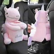 Car Mounted 2 in 1 Armrest Storage Box Animal, Animal Car Trash Can Tissue Holder, Cute Cars Tissue Holder and Trash Can, for Cars Interior Decoration, Cute Animals Design (Unicorn)