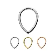 16G 5/16 Teardrop Triangle V Septum Hinged Clicker Ring Steel Nose Seamless Hoop