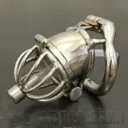 Stainless Steel Male Chastity Cage Device Men Metal Double-Lock Belt kit Rings