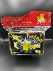 NIB - 1999 Vintage Pokemon Storage Tin Lunchbox - Pikachu - MINTY
