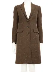 Brown Wool Single Breasted Coat