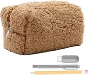 [Acunny] Plush Cosmetic Bag, Makeup Bag, Plush Toiletry Bag Organizer - Large Capacity Cosmetic Organizer, Stylish Travel Toiletry Case for Les, khaki, Se référer au descriptif, See description