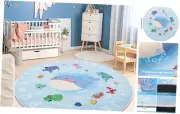 Soft Round ABC Rug for Kids Room,4 ft Washable Circle Nursery Rug,Non-Slip