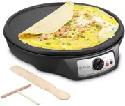 iSiLER 12" Electric Crepe Pancake Nonstick Maker Griddle with Spreader & Spatula