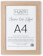 Hunts England - Classic Oak Effect A4 Picture Frame With Perspex Front - Thin Photo Frame For A4 (21.0 x 29.7 cm) Print, Photo, Poster, etc. - For Standing Or Hanging