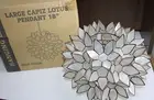 Large White Capiz Shell Lotus Petal Pendant Hanging Lampshade 18" Dia