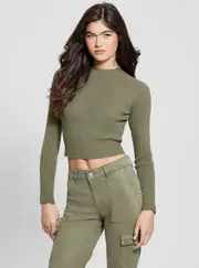 GUESS Women's Green Marie Open Back Knit Top Size: Small, Cotton