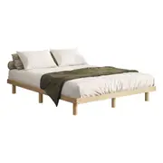 Oikiture Bed Frame Double Size Wooden Base Bed Platform Solid Wood Slats