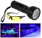 395nm 51LED UV Blacklight CSI Flashlight Torch Scorpion Hunter Finder+UV Glasses