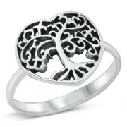Tree of Life Ring Genuie Sterling Silver 925 Oxidized Face Height 15 mm Size 9