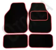 Fits FIAT PANDA - 4PC UNIVERSAL NON-SLIP CAR FLOOR MATS RED BINDING