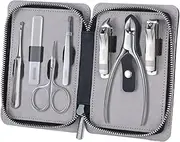 7Pcs Portable Nail Clippers Set Pedicure Kit for Men Women Pointed Toe Nail Tools with Leather Case Manicure Set Blue