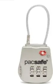 Pacsafe Prosafe 800 TSA Accepted 3-Dial Cable Lock, Silver