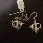 NEW Angel Fish Earrings .925 Sterling Silver & Paua Shell Peter Stone Jewelry 3D